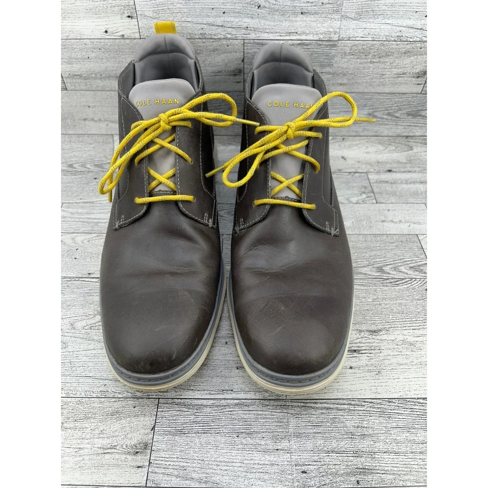 Cole Haan OriginalGrand Mens Brown Leather Chukka Boots Yellow Laces C23426‎ 11M
